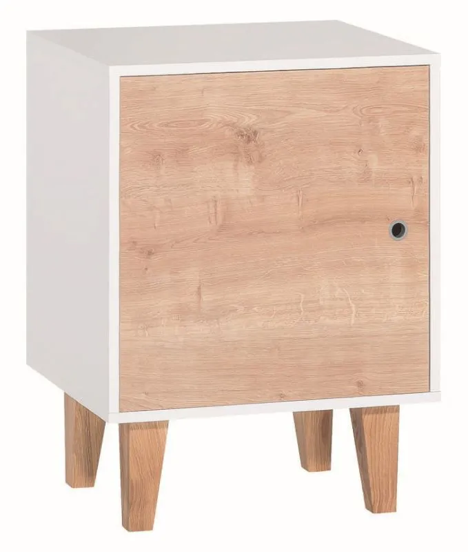 Table de nuit Syrina 14 | Blanc & Chêne | 72 x 54 x 45 cm | Design moderne, rangement pratique