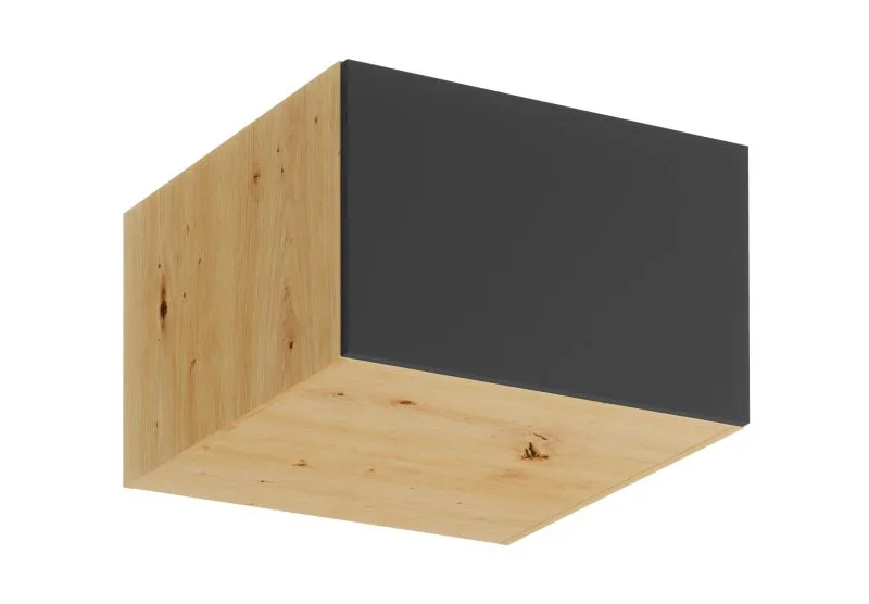 Armoire suspendue / 1 porte / 60 x 57,8 x 36 cm / Ouverture par pression / Face sans poignée / Matterhorn 29 / Chêne Artisan / Gris / Pour cuisines