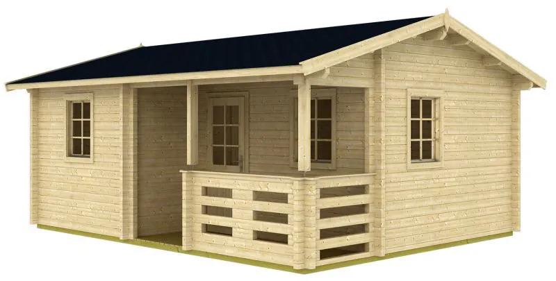 Maison de jardin 6,35 x 5,22 mètres (incl. toit) | 5 fenêtres | 70 mm Madriers |Naturel non traité | toit à deux pentes | incl. plancher | en épicéa nordique Abbildung