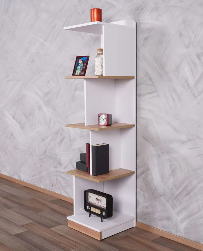 Étagère pour chambre ado Dennis 15 | Esche / Blanc | 155 x 35 x 38 cm | Design moderne