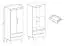Armoire à deux tiroirs Polmadie 11, Couleur : Chêne Artisan / Noir - Dimensions : 197 x 80 x 56 cm (H x L x P)
