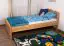 lit d'enfant / lit de jeunesse en bois de chêne massif nature en bois massif Pirol 93 - Dimensions 100 x 200 cm