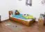 Lit d'enfant / lit de jeunesse en bois de pin massif, couleur chêne A27, sommier à lattes inclus - Dimensions 90 x 200 cm 