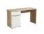 Bureau Sonomi 01 | Chêne Sonoma / Blanc | 1 tiroir, 1 porte, 2 niches | Poignées grises | 75,5 x 130 x 50 cm