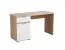 Bureau Sonomi 01 | Chêne Sonoma / Blanc | 1 tiroir, 1 porte, 2 niches | Poignées grises | 75,5 x 130 x 50 cm