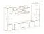 Meuble-paroi / incl. éclairage LED / Couleur : Chêne Hickory Jackson / 2 vitrines suspendues / 1 élément TV avec cheminée au bioéthanol / 2 étagères murales