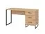 Bureau de style industriel Crina 17, Couleur : Chêne Artisan, trois tiroirs, chants ABS, Poignées & Pieds : Noir, Dimensions : 75 x 137,5 x 56 cm