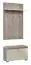 Porte manteau avec banc Sabadell 04, couleur : chêne / beige brillant - 209 x 80 x 38 cm (h x l x p)