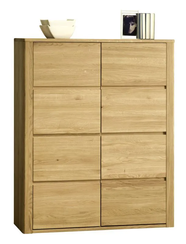Commode / Sideboard Jussara 01, Couleur : Nature, Chêne partiellement massif - 150 x 124 x 42 cm (H x L x P)