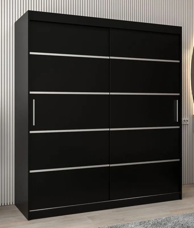 Armoire à portes coulissantes Jan 04A noir | 200 x 180 x 62 cm | Design moderne et fonctionnel