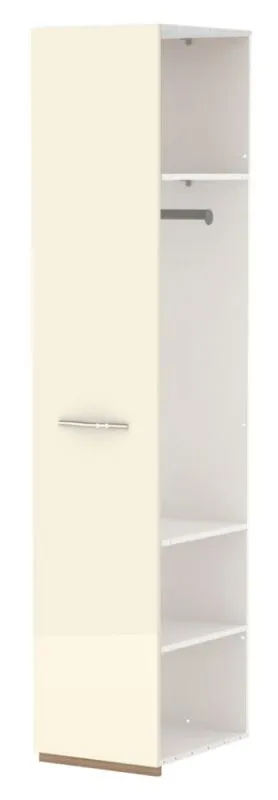 Module d'extension pour armoire à portes battantes / armoire Gataivai, Couleur : Beige brillant / Noyer - 224 x 45 x 56 cm (H x L x P)