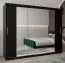 Armoire penderie à portes coulissantes Bisaurin 6C avec miroir | Noir | 200 x 250 x 62 cm | Organisation optimale