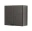 Armoire suspendue Plina 02, Couleur : Blanc / Noir / Noir mat, deux portes, protection des bords ABS, design moderne, deux compartiments, dimensions : 57 x 60 x 30 cm, pour cuisine