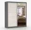 Armoire à portes coulissantes 1,8 m | Cuillin 07 | Seide / Gris avec miroir | 6 étagères | 2 portes | 218 x 183 x 61 cm
