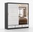 Armoire penderie à portes coulissantes avec miroir | Finition blanc brillant et noir | Lusatian 15 | 218 x 203 x 61 cm | 3 tiroirs | 12 compartiments