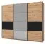 Armoire penderie 3 portes coulissantes Crina 10 | Espace optimisé | Chêne Artisan/Noir | Miroir | 224 x 262,5 x 65,5 cm