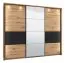 Armoire penderie 3 portes coulissantes Crina 10 | Espace optimisé | Chêne Artisan/Noir | Miroir | 224 x 262,5 x 65,5 cm