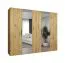 Armoire penderie 2 portes miroir Korab 89 | Largeur 2,5 m | Chêne Artisan | 3 compartiments | 3 tringles | Soft-Close | Poignées noires