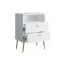 Table de chevet Almyros 01 | 2 tiroirs, niche ouverte | Blanc & or | 69,5 x 50 x 34 cm | Finition premium