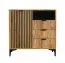 Petite commode à trois tiroirs Calmuco 07, Couleur : Chêne Craft Or / Noir, Poignées & Pieds : Métal, Dimension : 86,5 x 86 x 40,5 cm, Chants ABS