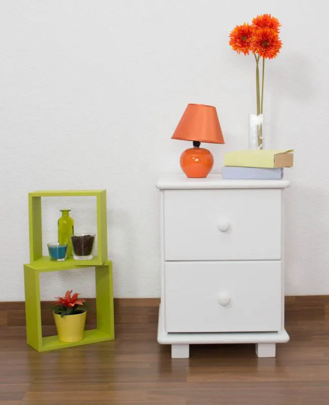 Table de chevet Blanc 55x42x47 (HxLxP) Pin massif Abbildung