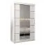 Armoire à portes coulissantes / Penderie Jan 02D avec miroir , Couleur : Blanc mat - Dimensions : 200 x 120 x 62 cm (h x l x p)