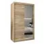 Armoire à portes coulissantes / Penderie Jan 02B avec miroir, Couleur : Chêne de Sonoma - Dimensions : 200 x 120 x 62 cm ( H x L x P)