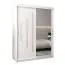 Armoire à portes coulissantes / Penderie avec miroir Tomlis 03B, Couleur : Blanc mat - Dimensions : 200 x 150 x 62 cm (h x l x p)