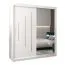 Armoire à portes coulissantes / Penderie avec miroir Tomlis 04B, Couleur : Blanc mat - Dimensions : 200 x 180 x 62 cm (h x l x p)