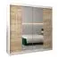 Armoire à portes coulissantes / Penderie avec miroir Tomlis 05A, Couleur : Blanc mat / Chêne de Sonoma - Dimensions : 200 x 200 x 62 cm (H x L x P)