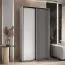 Armoire Mina blanche à portes coulissantes, lattes effet noir, poignée acier noir, grand volume, gain de place, style moderne 235,2x130x60 cm