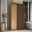 Armoire à portes coulissantes Tharo 1,4 m | Chêne | Grand espace de rangement | Poignées métal noir | Pour salon ou chambre