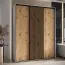 Armoire Mina avec portes coulissantes en blanc/chêne, anti-poussière, peu encombrante, beaucoup d'espace de rangement, 235,2 x 190 x 60 cm, robuste, aspect moderne