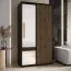 Armoire à portes coulissantes Mina noir et chêne | Grand miroir | Rangement spacieux | Poignées métal noir | 140 cm