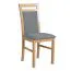 Chaise en bois Couleur Chêne Smilten avec rembourrage gris, hauteur d'assise de 47 cm, en hêtre massif, aspect classique, rembourrage en mousse T-25