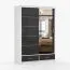 Armoire à portes coulissantes avec miroir | 218 x 150 x 61 cm | Noir / Blanc | Lusatian 03 | 2 portes | 2 tiroirs | 6 compartiments | Bicolore