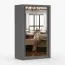 Armoire penderie avec portes coulissantes et miroir | Biokovo 07 | Gris | 120 cm de large | 215 x 120 x 64 cm | 2 portes | 7 compartiments