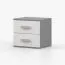 Table de chevet Smolikas 138 | Blanc & Gris | 2 grands tiroirs | Poignées bois | 50 x 55 x 40 cm | Compacte