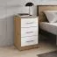 Table de chevet Darven / Couleur : Chêne artisan / Blanc mat / 3 tiroirs / solide et compacte / 40 x 35 x 60 cm / Grand espace de rangement
