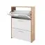 Armoire à chaussures Belvun 3 / Couleur : Chêne artisan/Blanc mat / 3 compartiments à clapet / un grand espace de rangement sur une petite surface / 69 x 25 x 115 cm / penderie / entrée