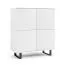 Commode claire avec quatre portes Zapopan 94, huit compartiments, Couleur : Blanc, dimensions : 114 x 100 x 40 cm, Fonction push-to-open, design moderne et simple