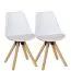 Chaise set de 2 dans le style scandinave, Couleur : Blanc / Chêne, avec des couleurs sympathiques et du bois clair