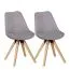 Lot de 2 chaises de salle à manger | Couleurs douces gris & bois clair | Pieds en hévéa massif, style scandinave