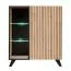 Meuble-paroi Nordkapp 01, couleur : Hickory Jackson / noir - dimensions : 192 x 320 x 45 cm (h x l x p), avec bio-cheminée noire et deux éclairages LED