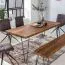 Table de salle à manger en bois massif de Sheesham Marimonos 04, couleur : Sheesham / Noir - Dimensions : 80 x 160 cm (l x p), avec pieds en épingle à cheveux en métal