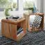 Set de 2 tables d’appoint cubes en bois massif d’acacia | Design moderne | 43 x 36 x 43 cm
