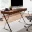 Bureau en bois massif de sheesham | Design moderne avec piètement en métal chromé | 78 x 120 x 55 cm | 1 tiroir