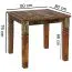 Table de salle à manger rustique avec motif sculpté, bois massif, Couleur : Manguier - Dimensions : 80 x 80 cm (l x p)