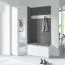 Armoire d'angle moderne avec porte miroir Zapopan 49, Fonction push-to-open, cinq casiers, Couleur : Blanc, dimensions : 185 x 70 x 70 cm, deux tringles à vêtements, pour penderie
