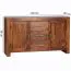Commode en bois massif de Sheesham Apolo 149, Couleur : Sheesham teinté / Argenté, fabriqué à la main - Dimensions : 70 x 118 x 40 cm (H x L x P)